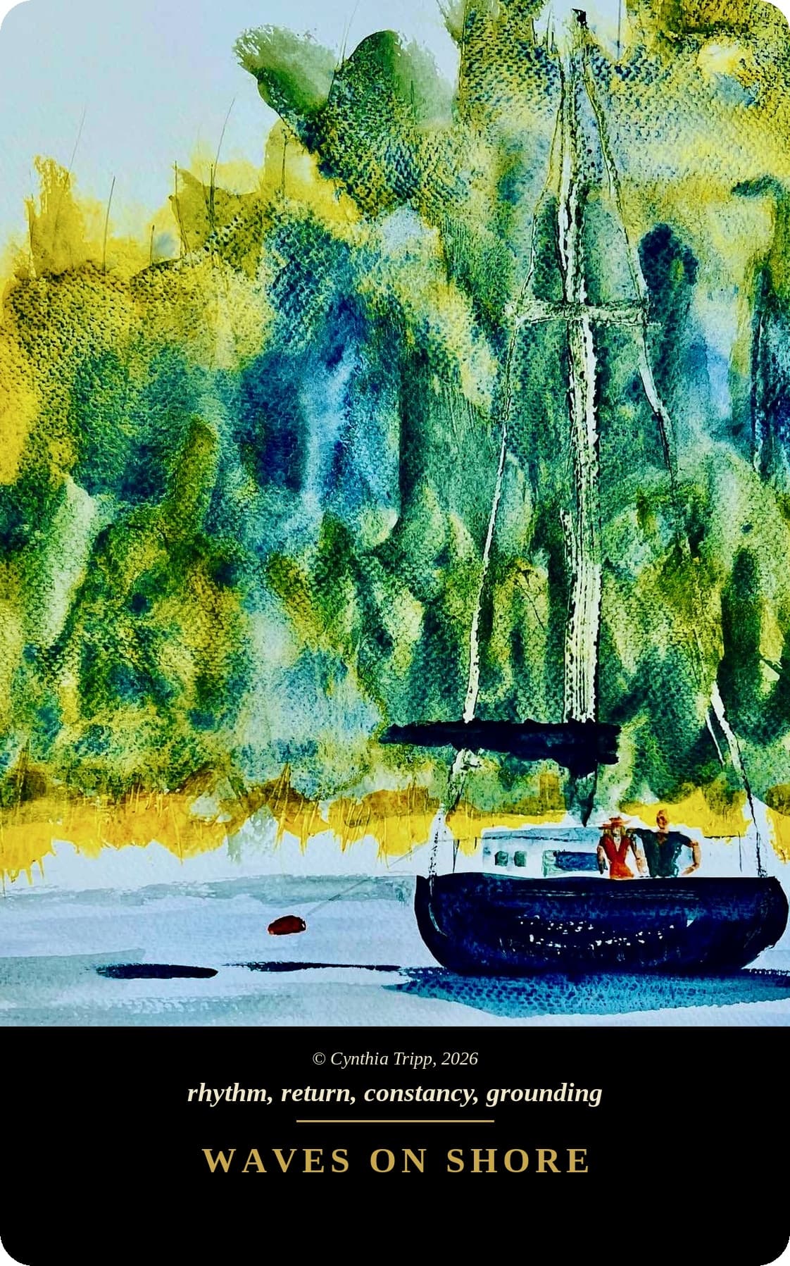 Waves on Shore card — rhythm, return, constancy, grounding